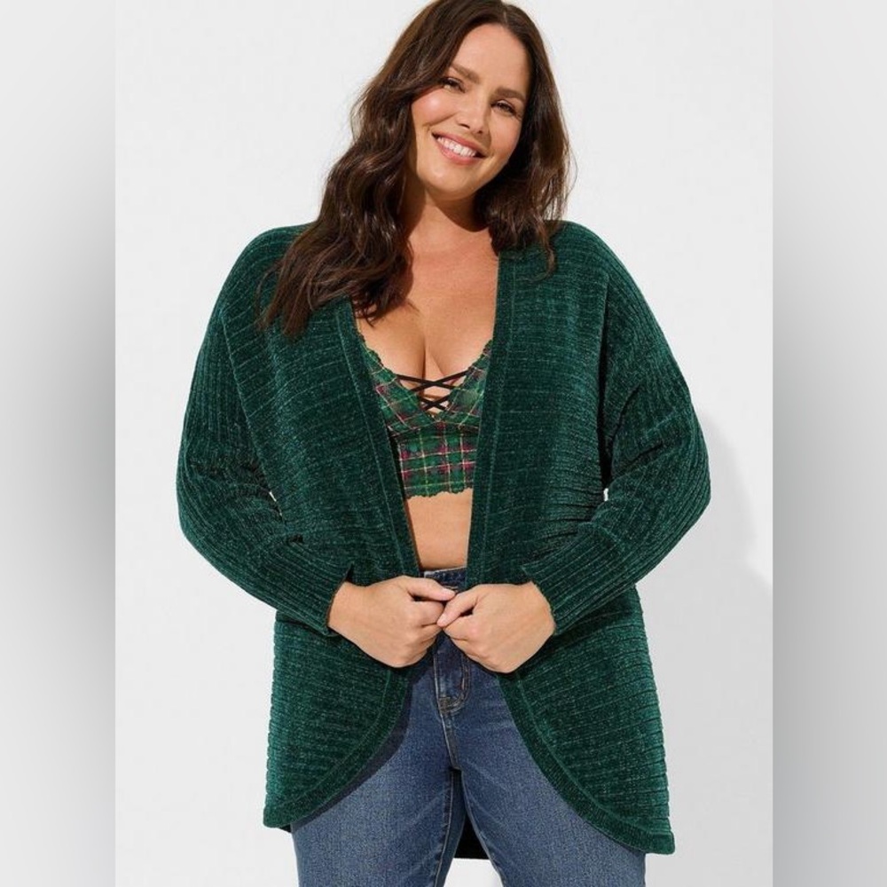 Torrid Chenille Cocoon Open Front Ribbed Sweater NWT